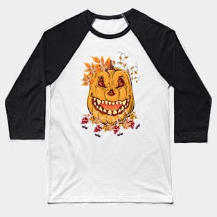 Retro spooky halloween and fall pumpkin Baseball T-Shirt